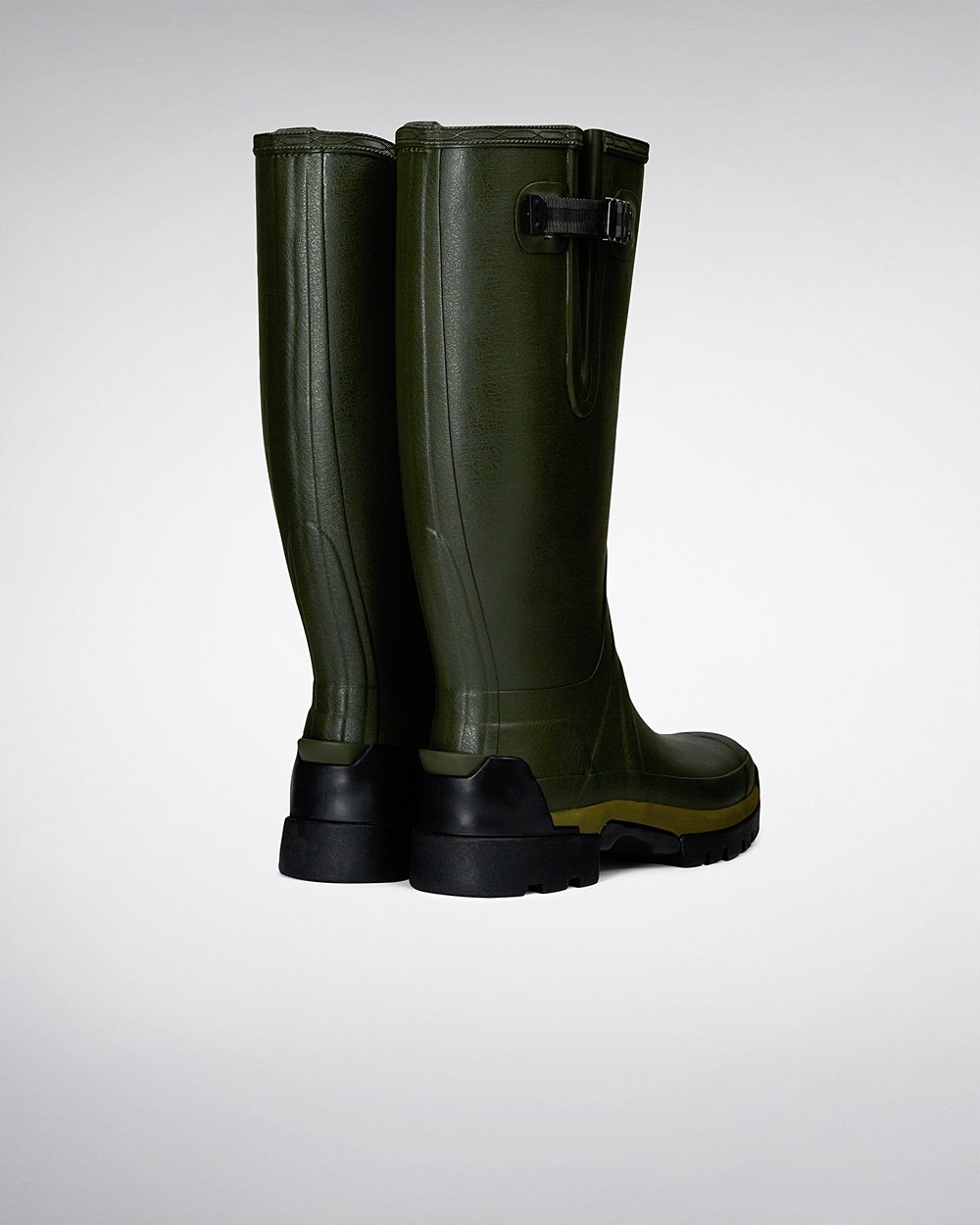 Men Hunter Balmoral Adjustable 3Mm Neoprene | Tall Rain Boots Dark Olive | NZ-72045-DGWF